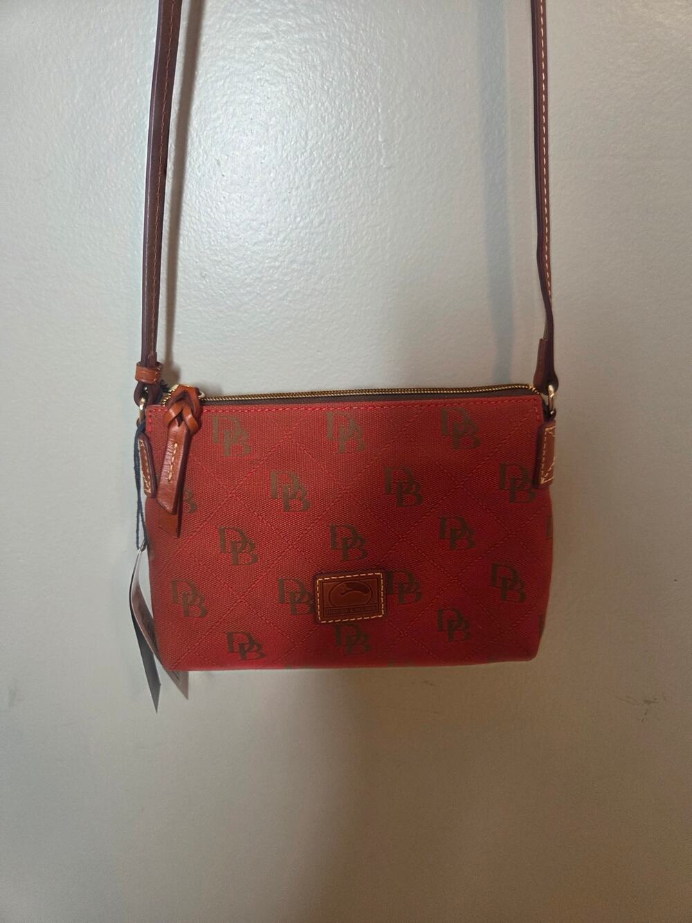 Dooney & Bourke Crossbody Pouchette Brick Leather Bag New